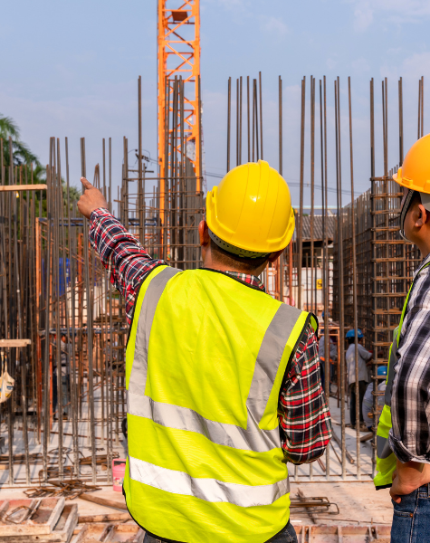Construction civil engineer technician and architect working
